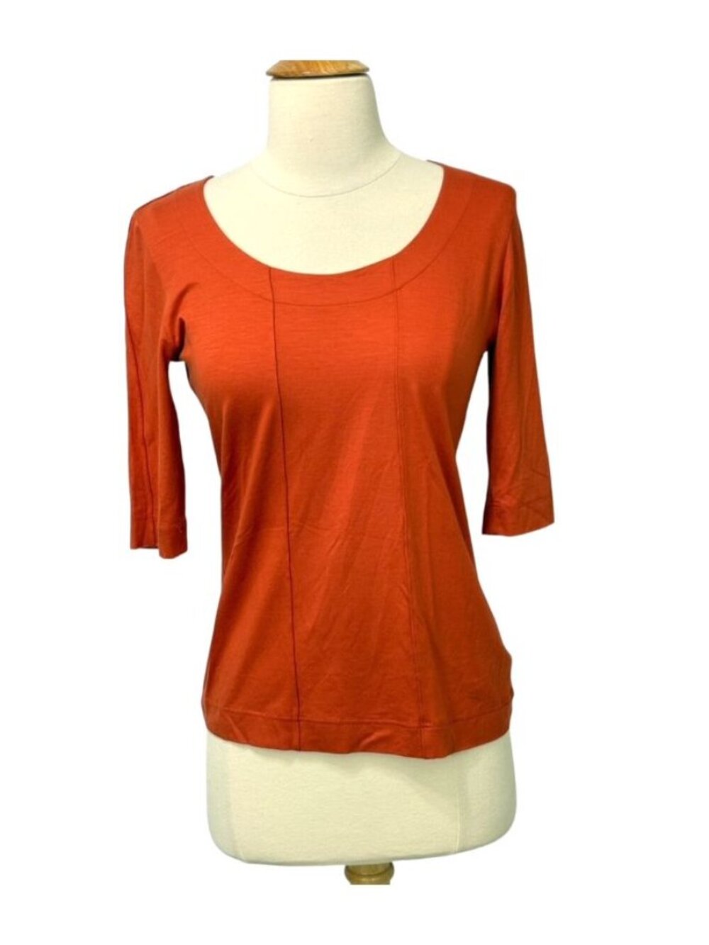 Akris Punto Womens Soft Modal Jersey Knit Top Burnt Orange Stretch EUC Size 6 US